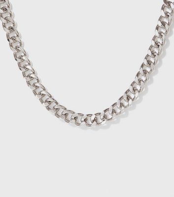 womens silver chunky chain necklace