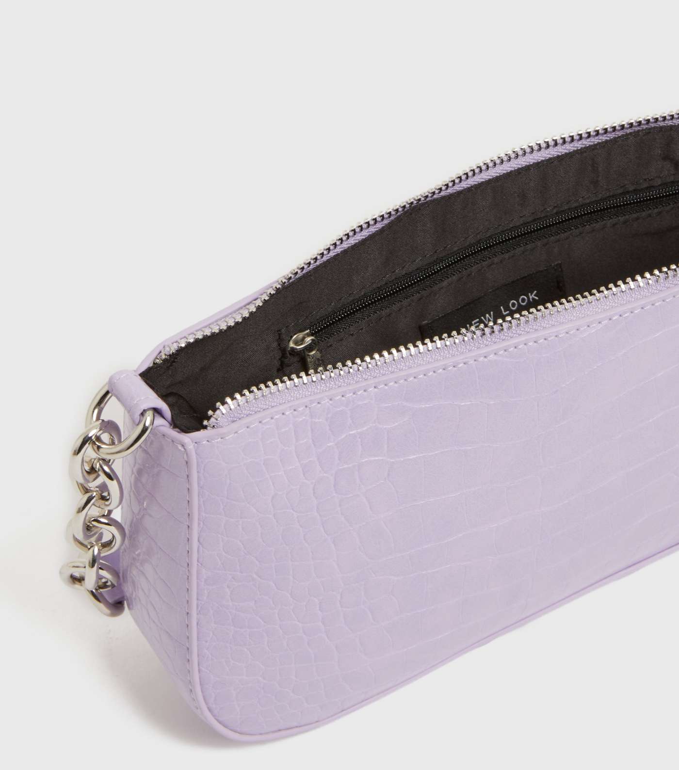 Lilac Faux Croc Chain Shoulder Bag Image 4