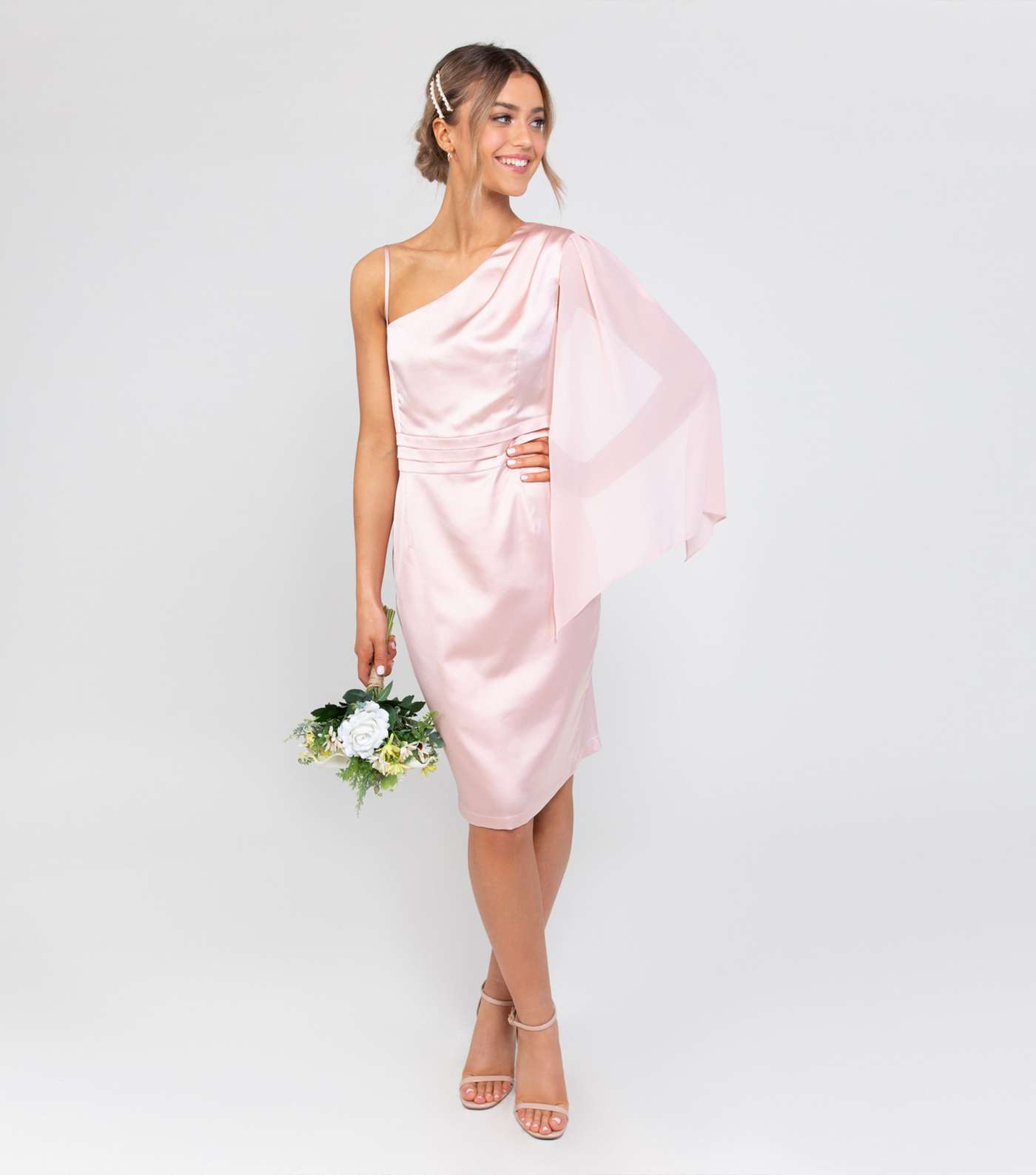 Zibi London Pink Satin One Shoulder Mini Dress
