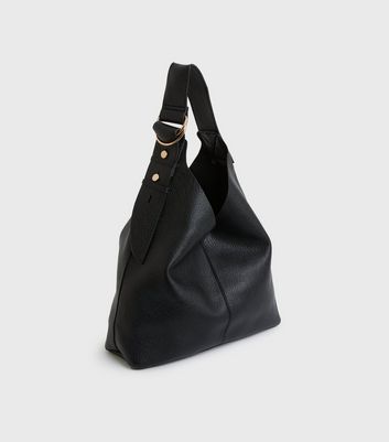 shop for Black Leather-Look Button Strap Tote Bag New Look at Shopo