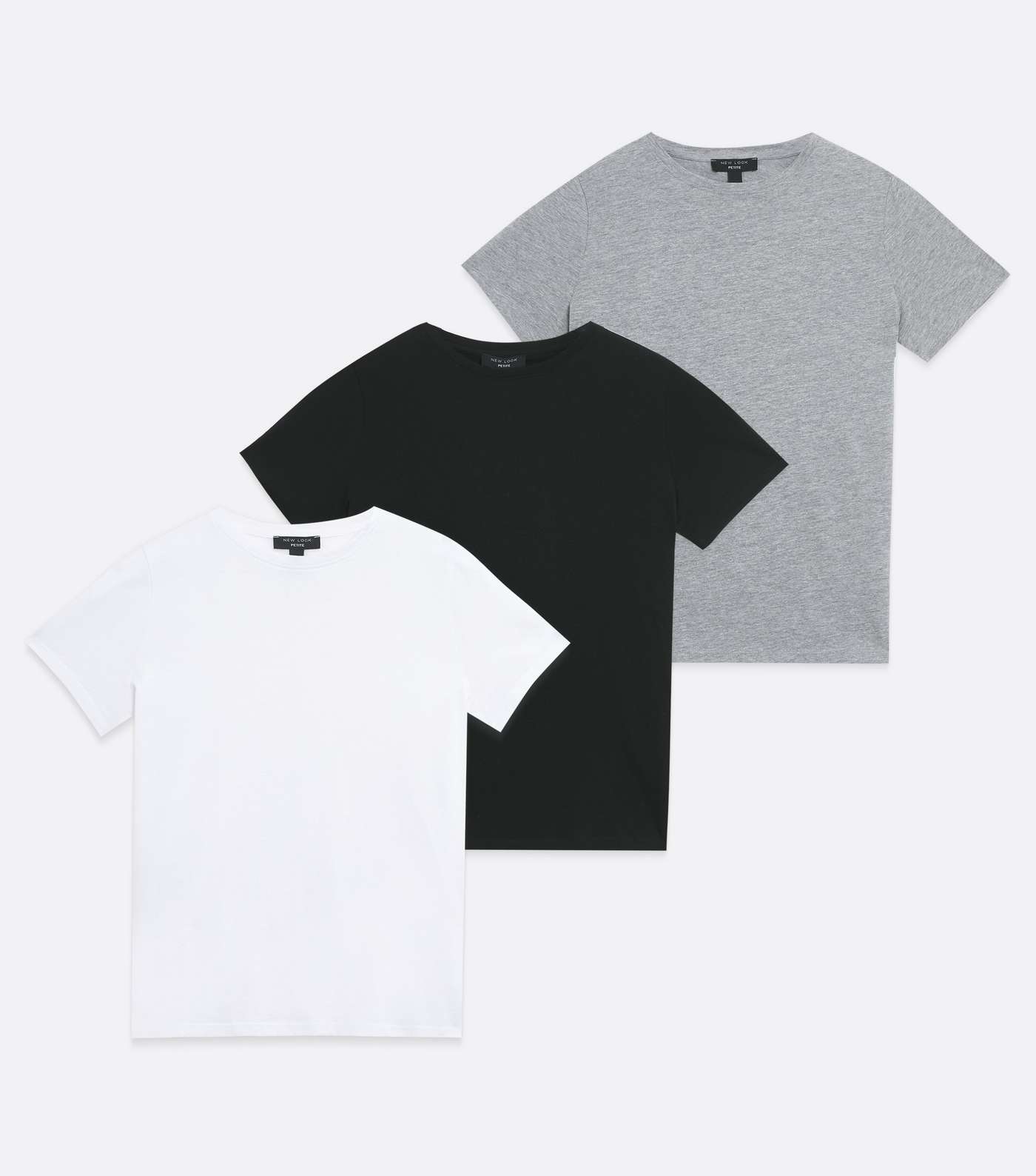 Petite 3 Pack Black White and Grey Crew Neck T-Shirts Image 5