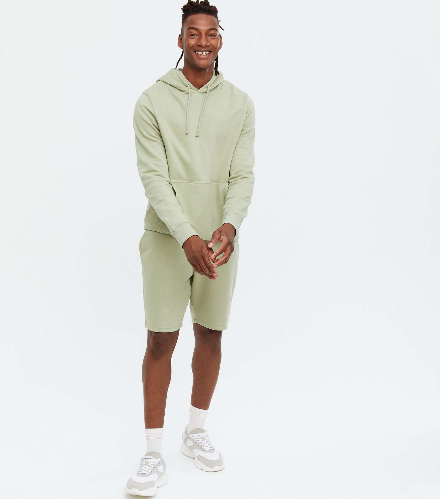 Light Green Jersey Pocket Front Hoodie Image 2