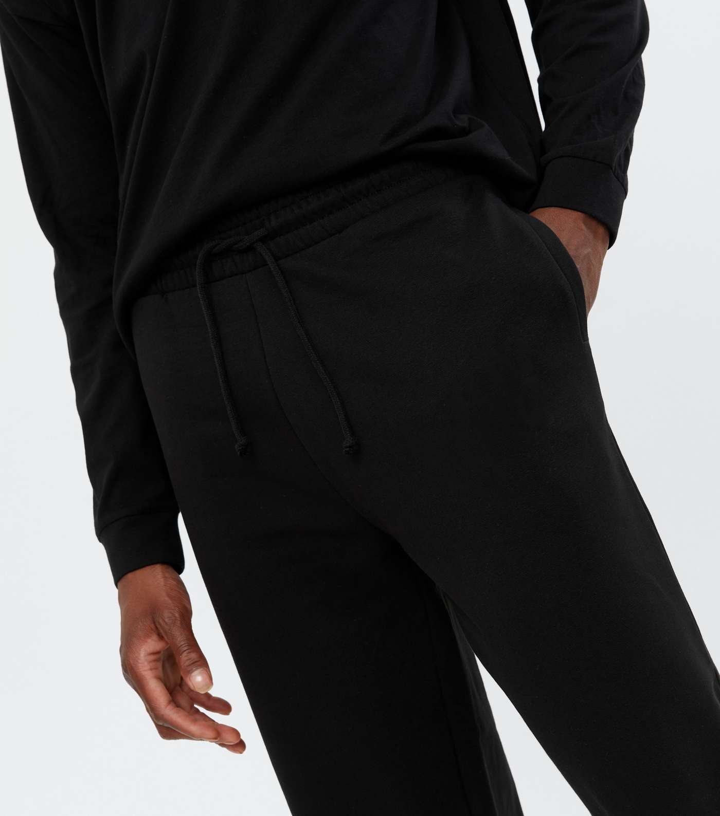 Black Jersey Relaxed Fit Joggers Image 3