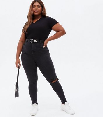 Plus size hotsell ripped black jeggings