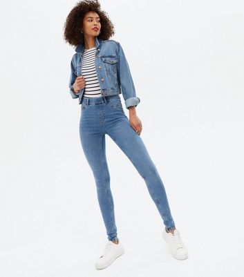 Tall Blue Mid Rise 'Lift & Shape' Extra Long Emilee Jeggings