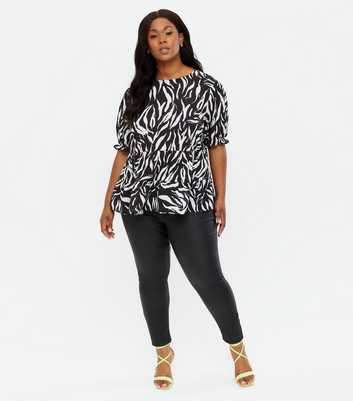 Curves Black Leather-Look Lift & Shape Jenna Skinny Jeans