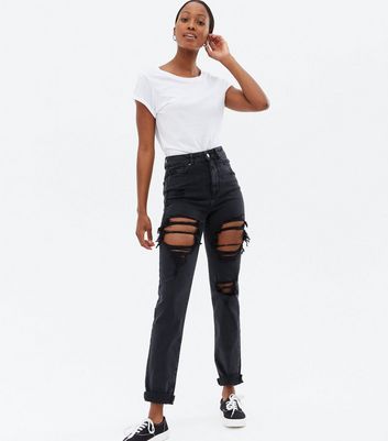 new look tall mom jeans in black