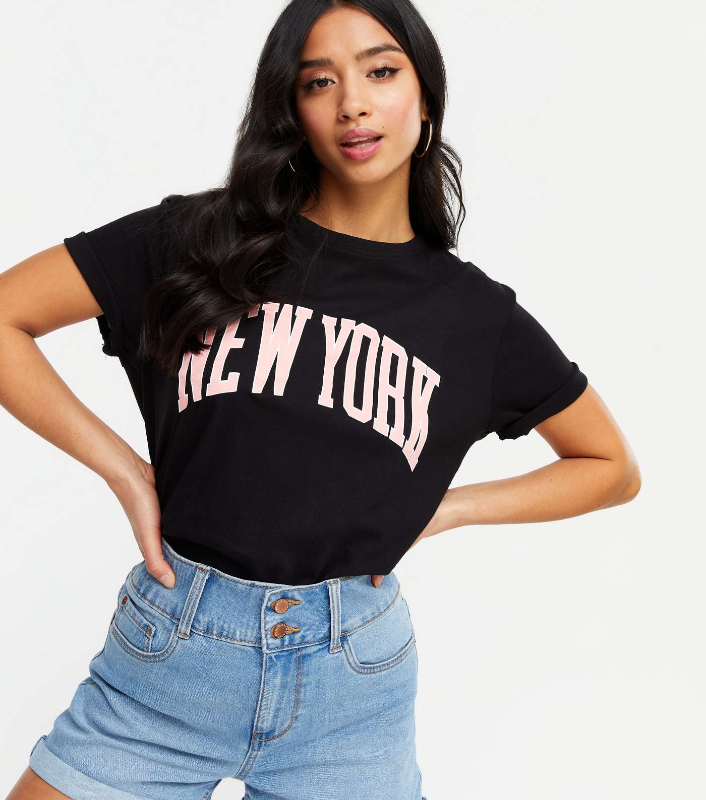 Petite Black New York Varsity Logo T-Shirt Image 4