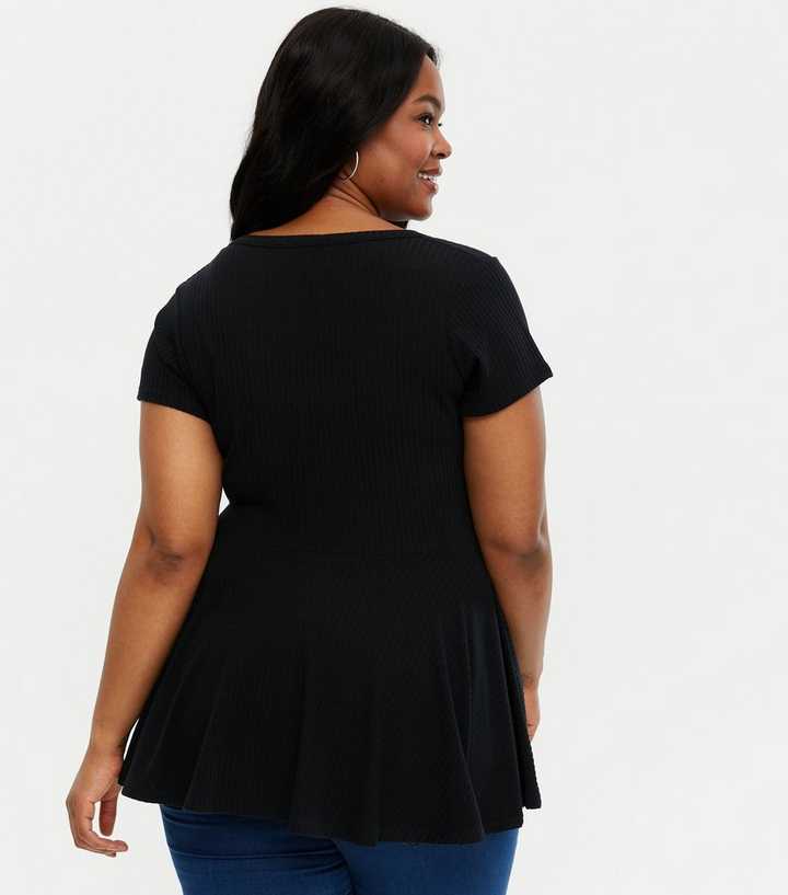 Plus Zip Front Rib Peplum Top