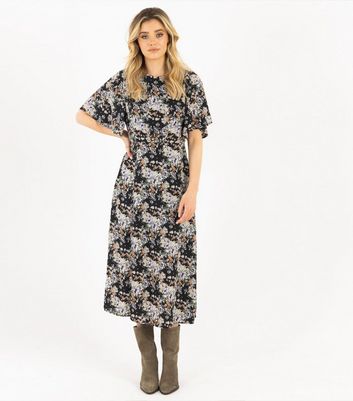 floral chiffon boho deep v neck backless dress