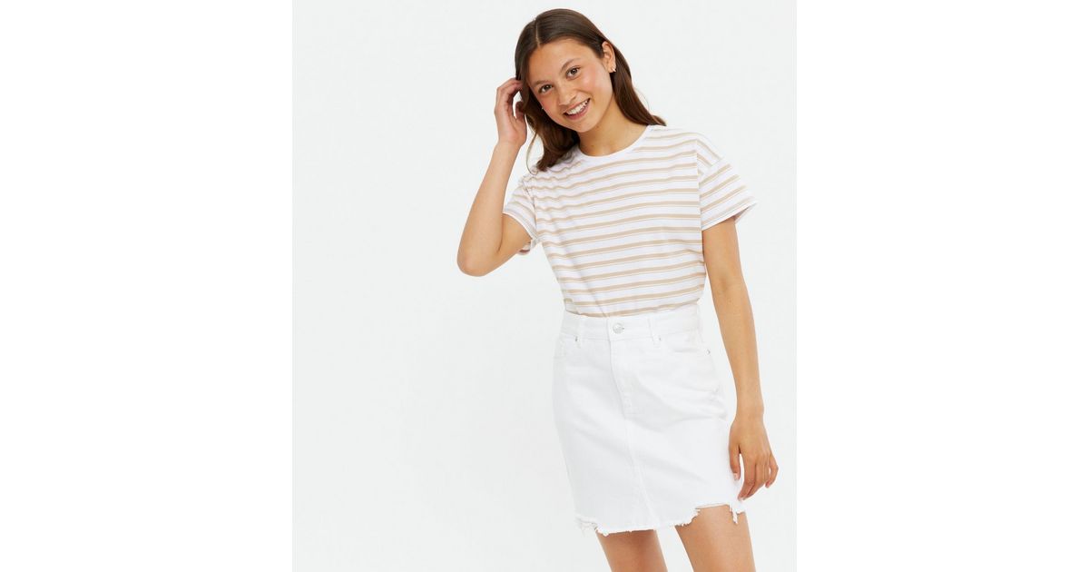 Girls Light Brown Stripe T-Shirt | New Look