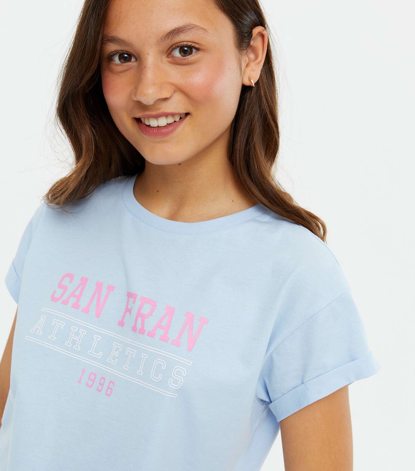 Girls Pale Blue San Fran Logo T-Shirt Image 3