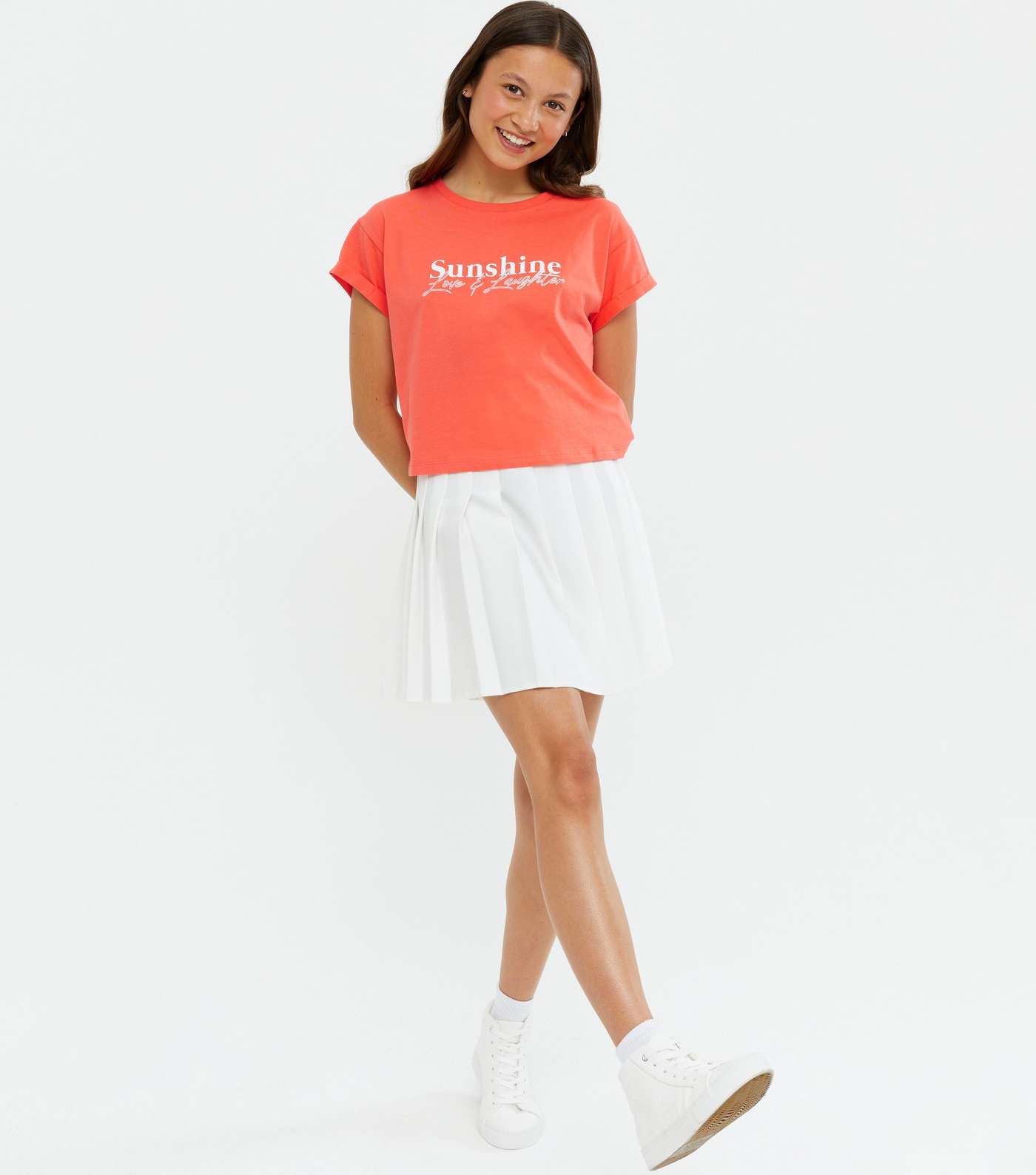 Girls Coral Sunshine Logo T-Shirt