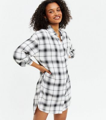 Black and white checkered shirt dress online