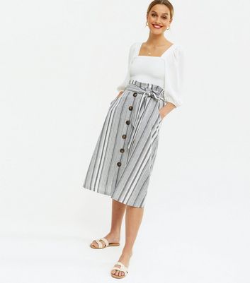 Striped navy skirt with tie clearance waist