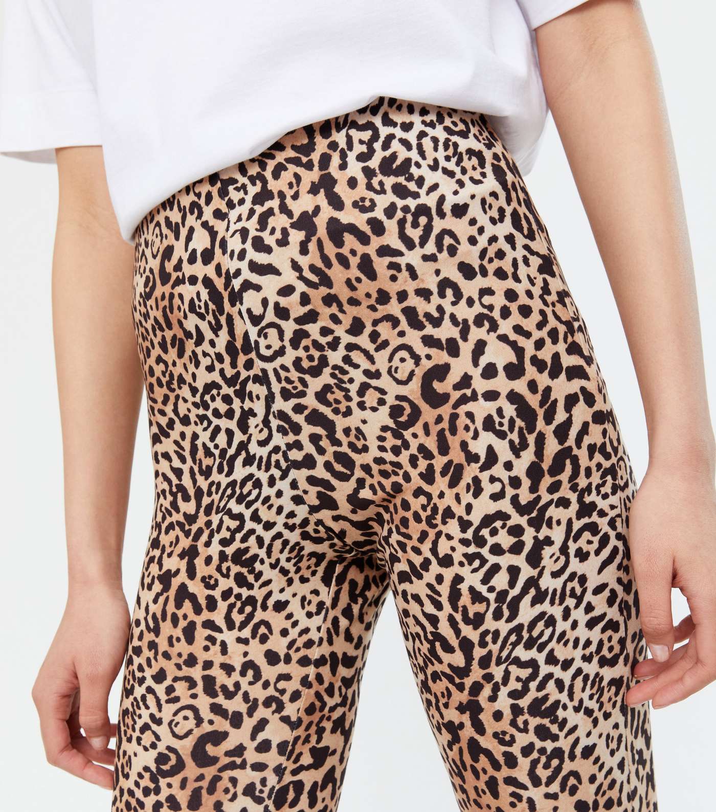 Brown Leopard Print Flared Leg Trousers Image 3