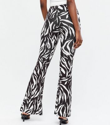 Black Zebra Print Flared Trousers | New Look
