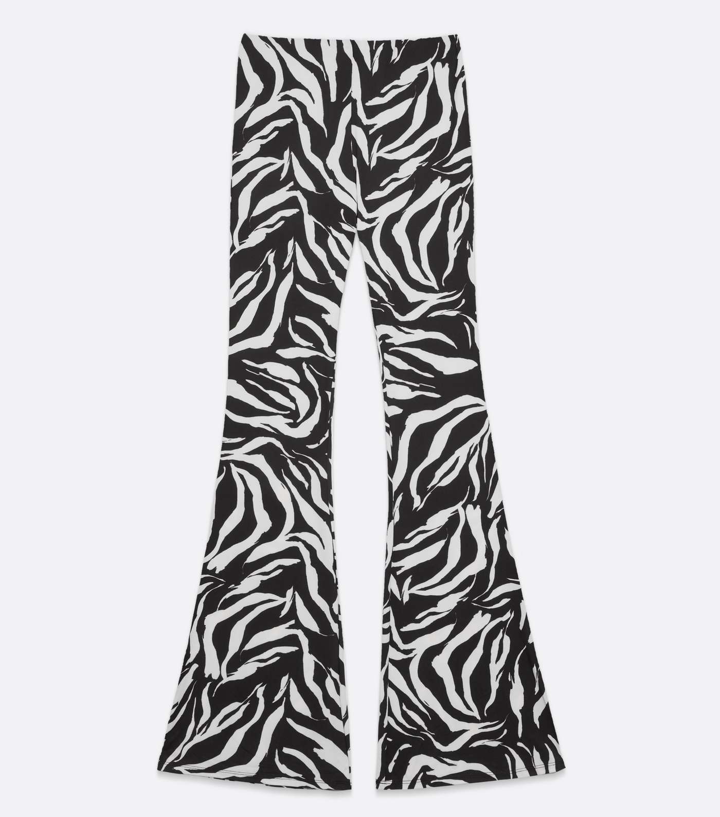 Black Zebra Print Flared Trousers Image 5