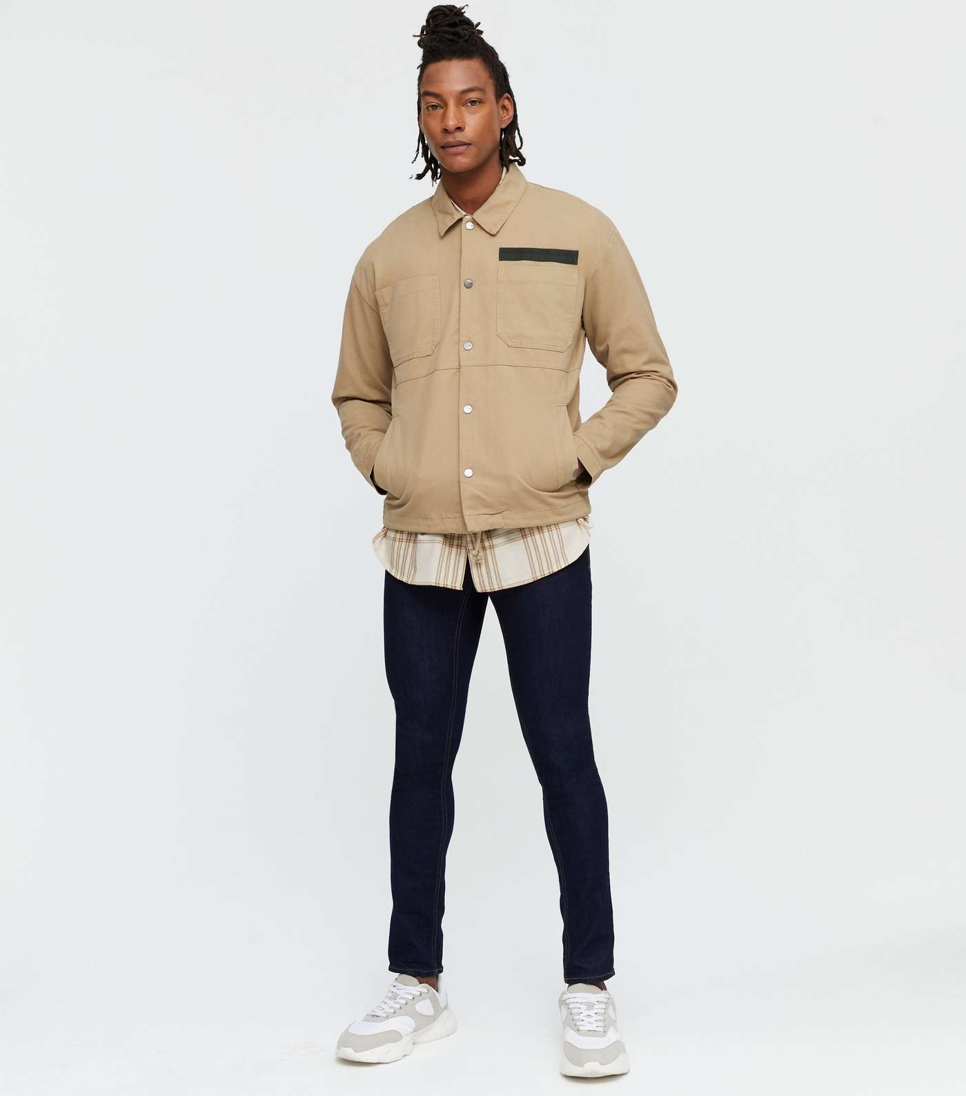 Only & Sons Stone Contrast Panel Shacket Image 2