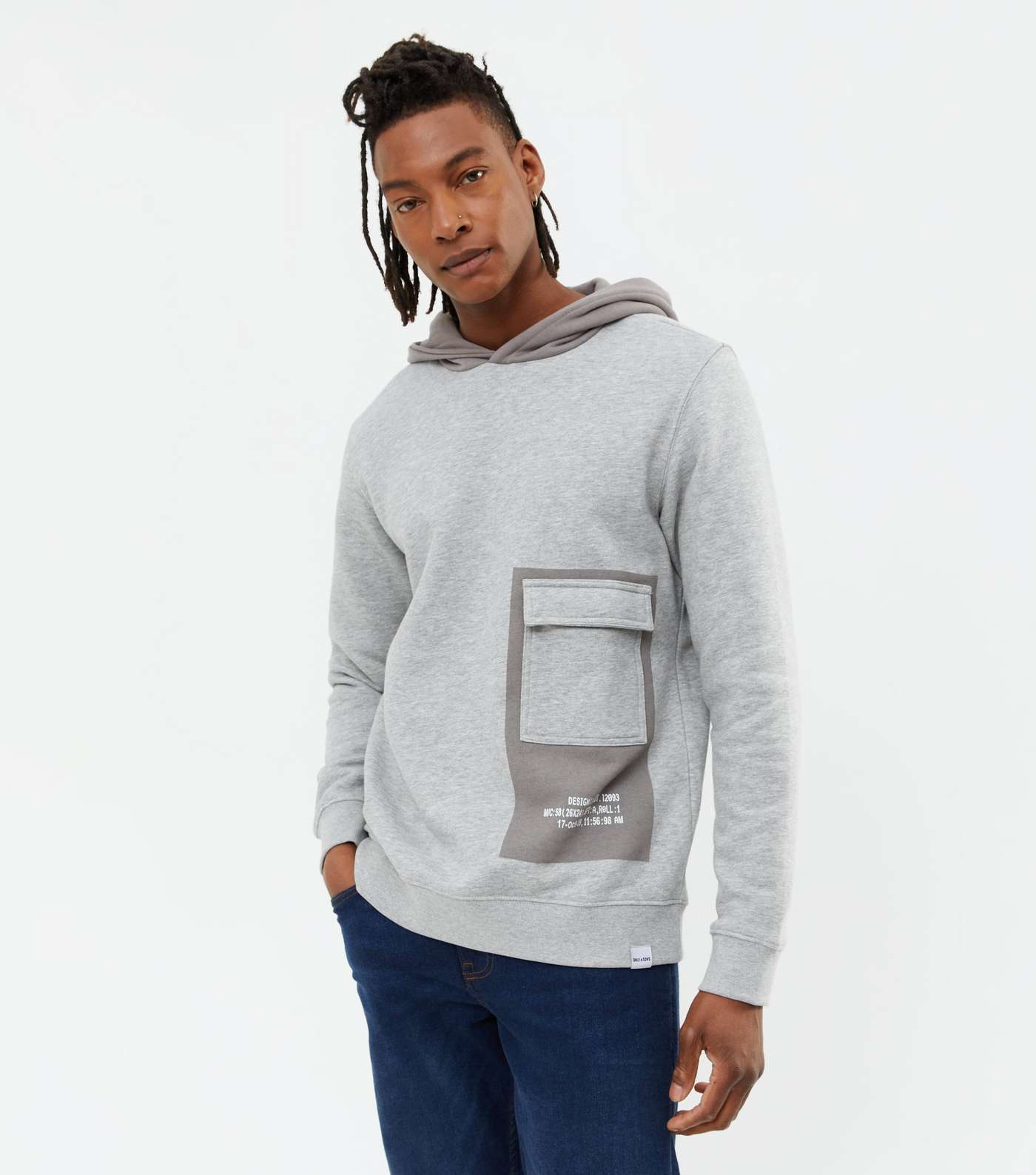 Only & Sons Pale Grey Utility Pocket Hoodie