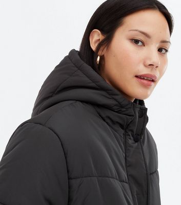 black hooded down coat