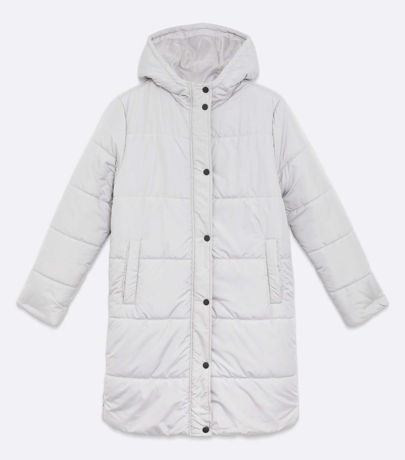 Wednesday's Girl Pale Grey Hooded Puffer Coat Image 5