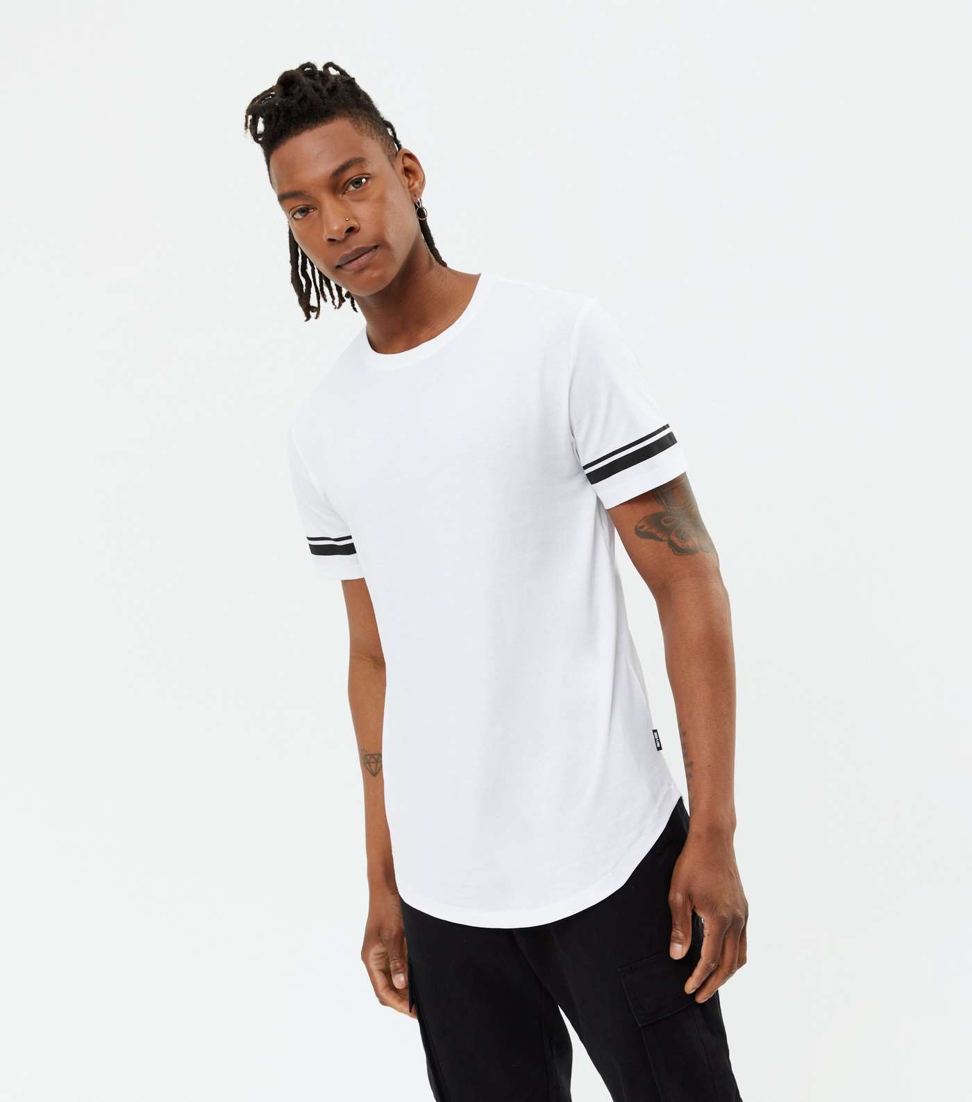 Only & Sons White Stripe Sleeve T-Shirt