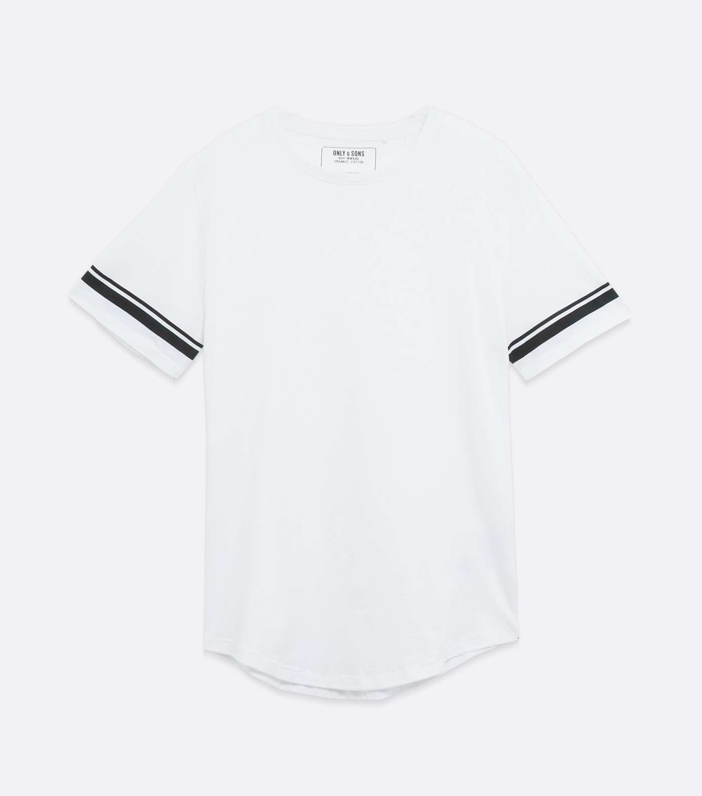 Only & Sons White Stripe Sleeve T-Shirt Image 5