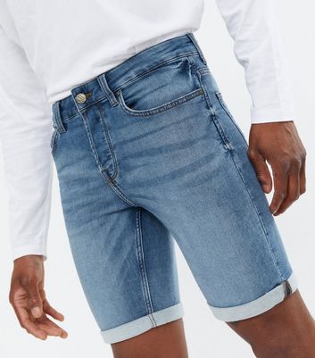 shop for Men's Only & Sons Blue Denim Skinny Fit Shorts New Look at Shopo