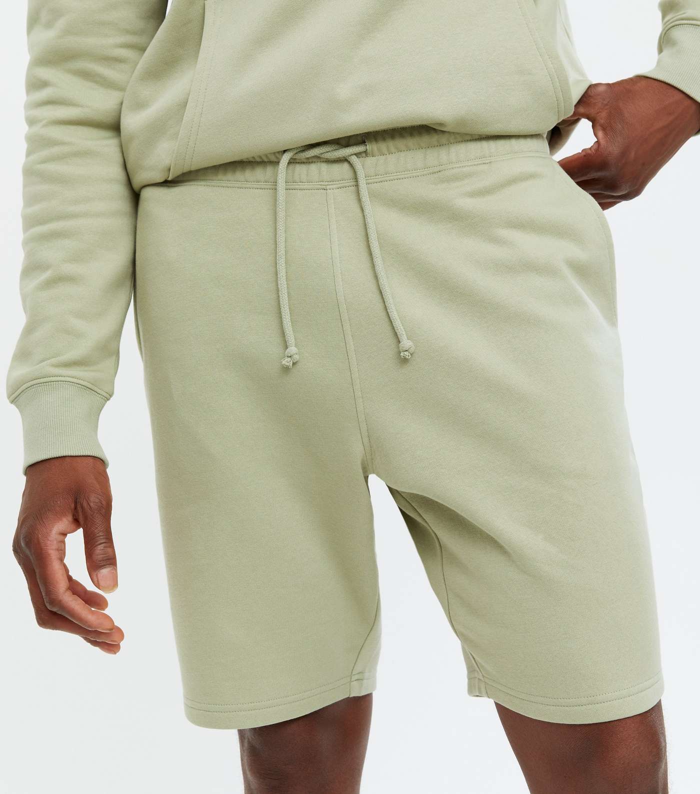 Light Green Jersey Tie Waist Regular Fit Shorts Image 3