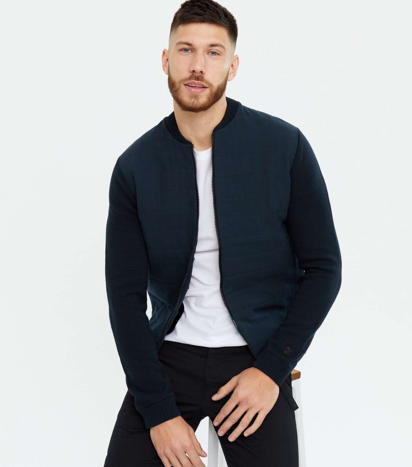 Only & Sons Navy Quilted Bomber Jacket