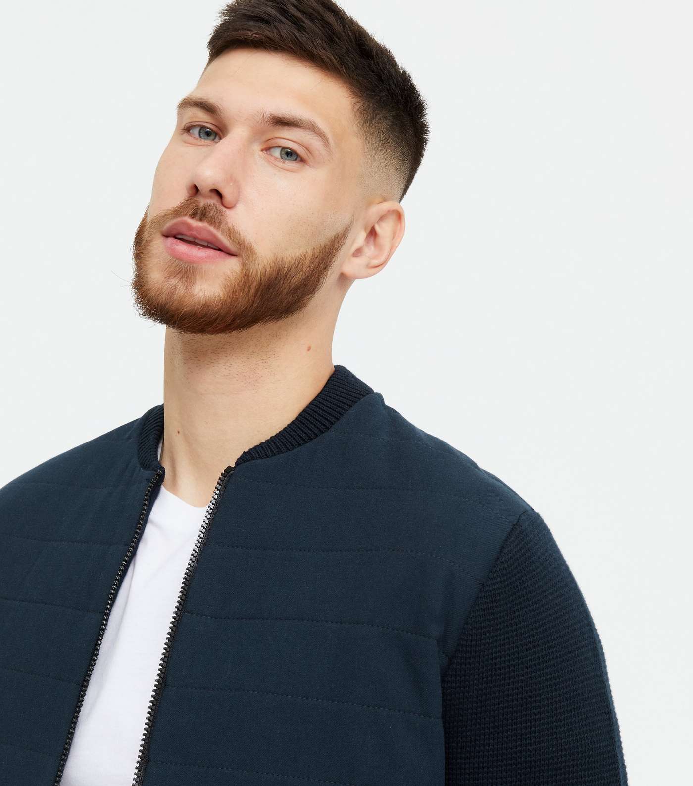 Only & Sons Navy Quilted Bomber Jacket Image 3