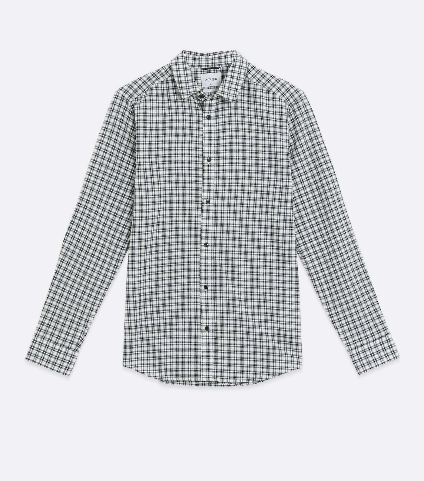 Only & Sons Off White Check Long Sleeve Shirt Image 5