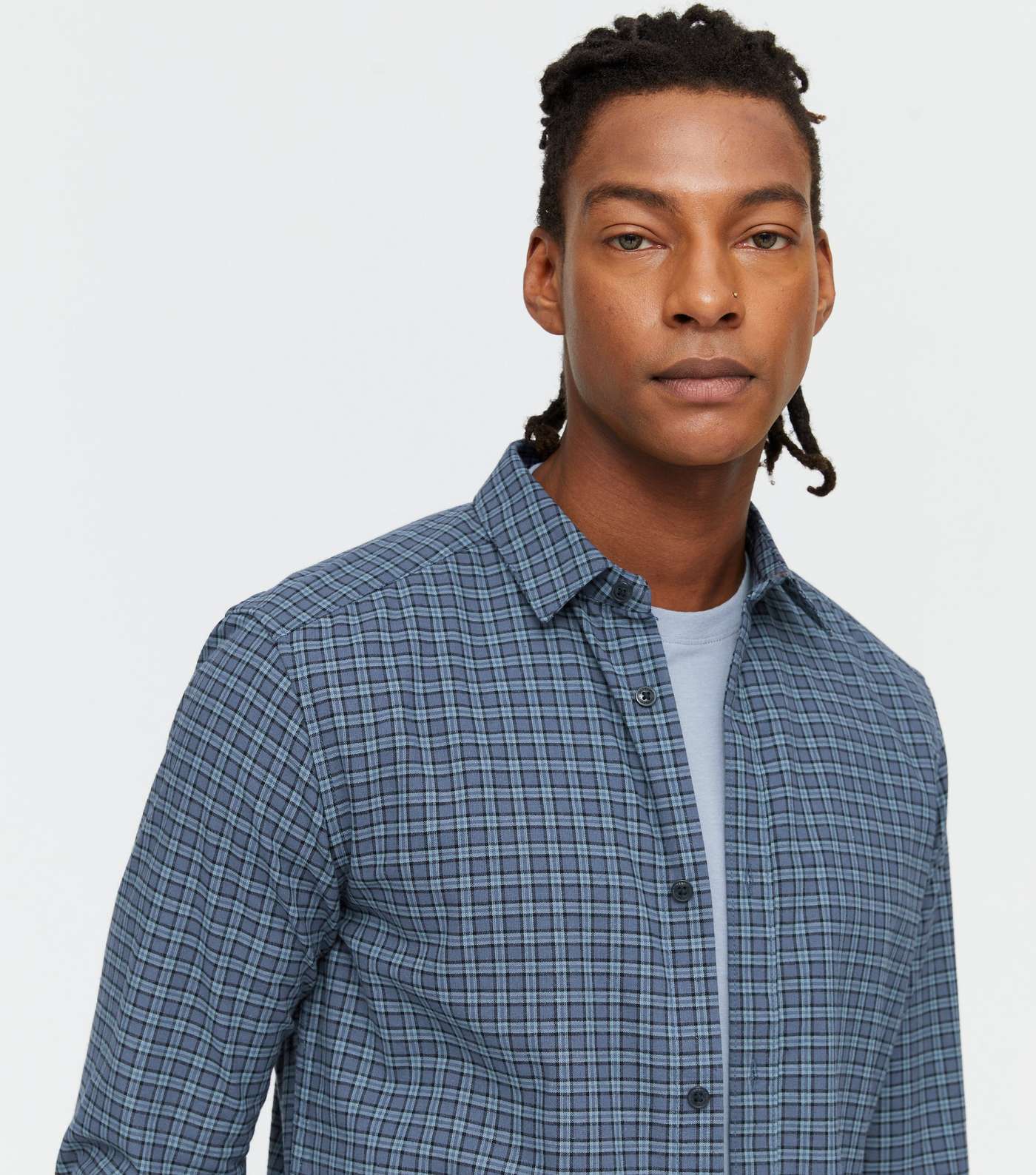 Only & Sons Blue Check Long Sleeve Shirt Image 3