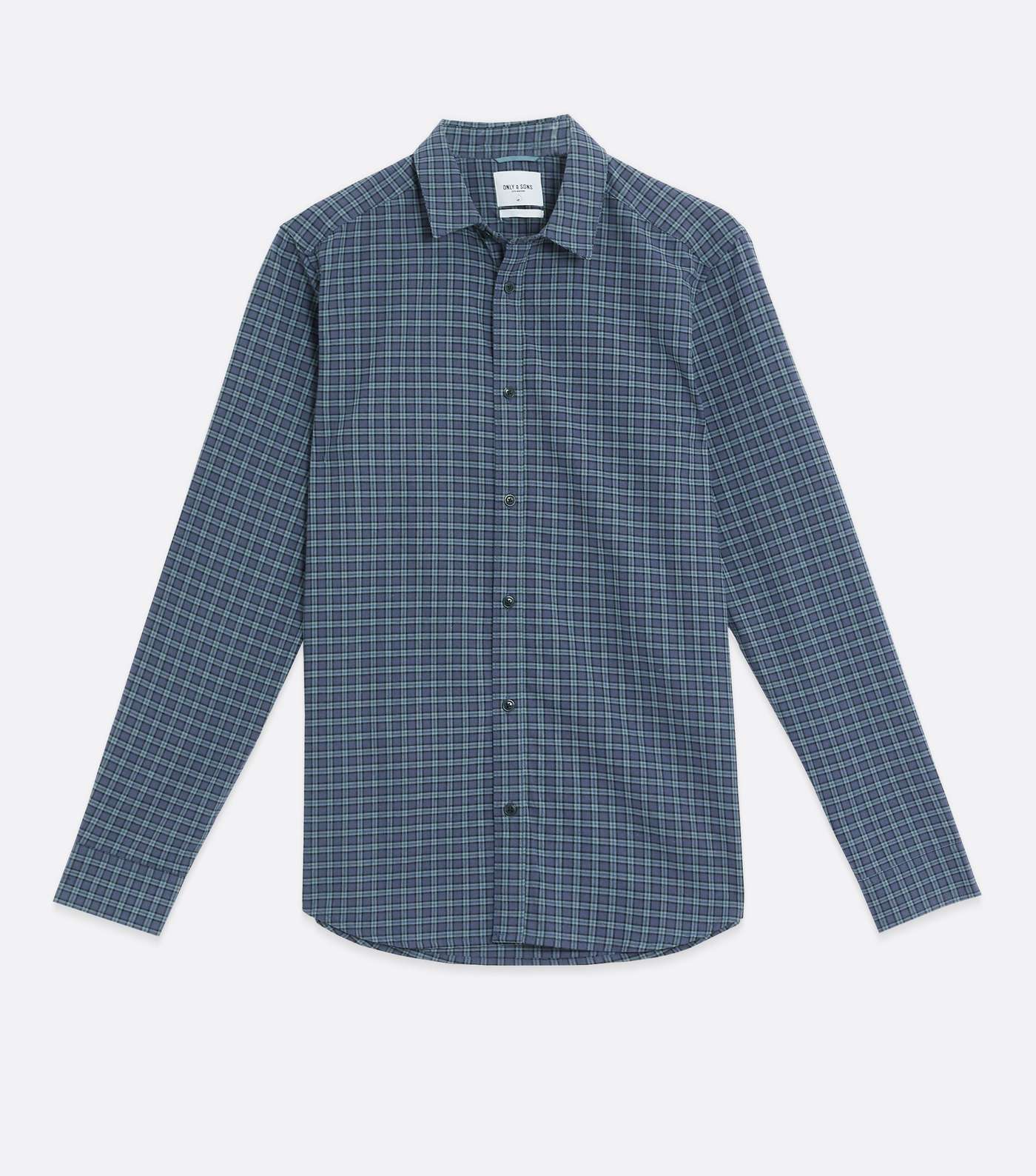 Only & Sons Blue Check Long Sleeve Shirt Image 5