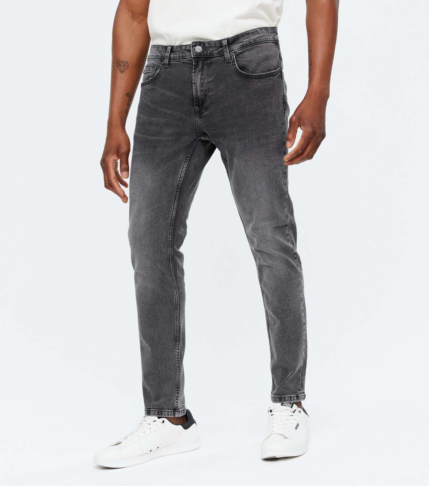 Only & Sons Dark Grey Washed Skinny Jeans Image 2