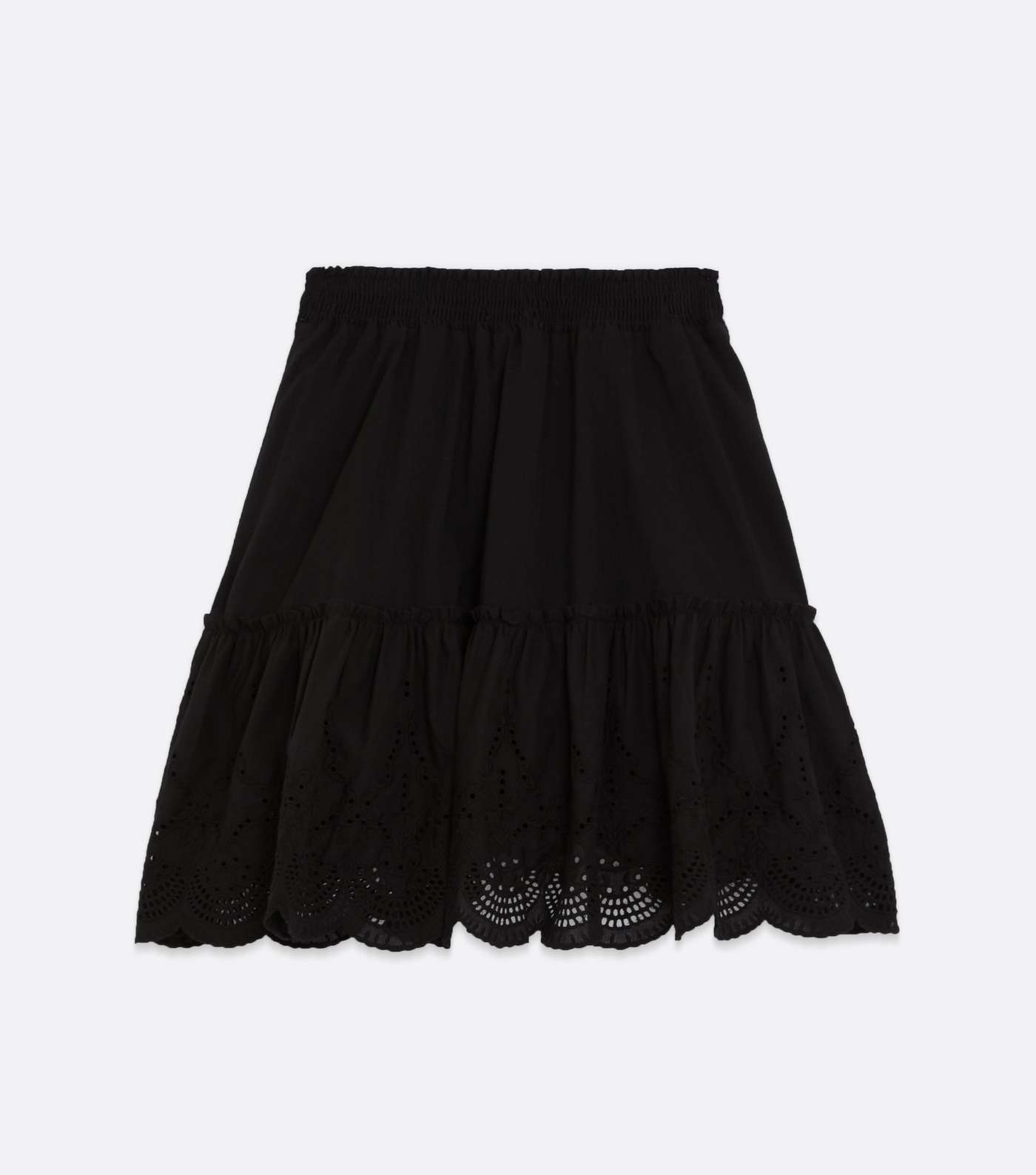 Black Broderie Tiered Mini Skirt Image 5