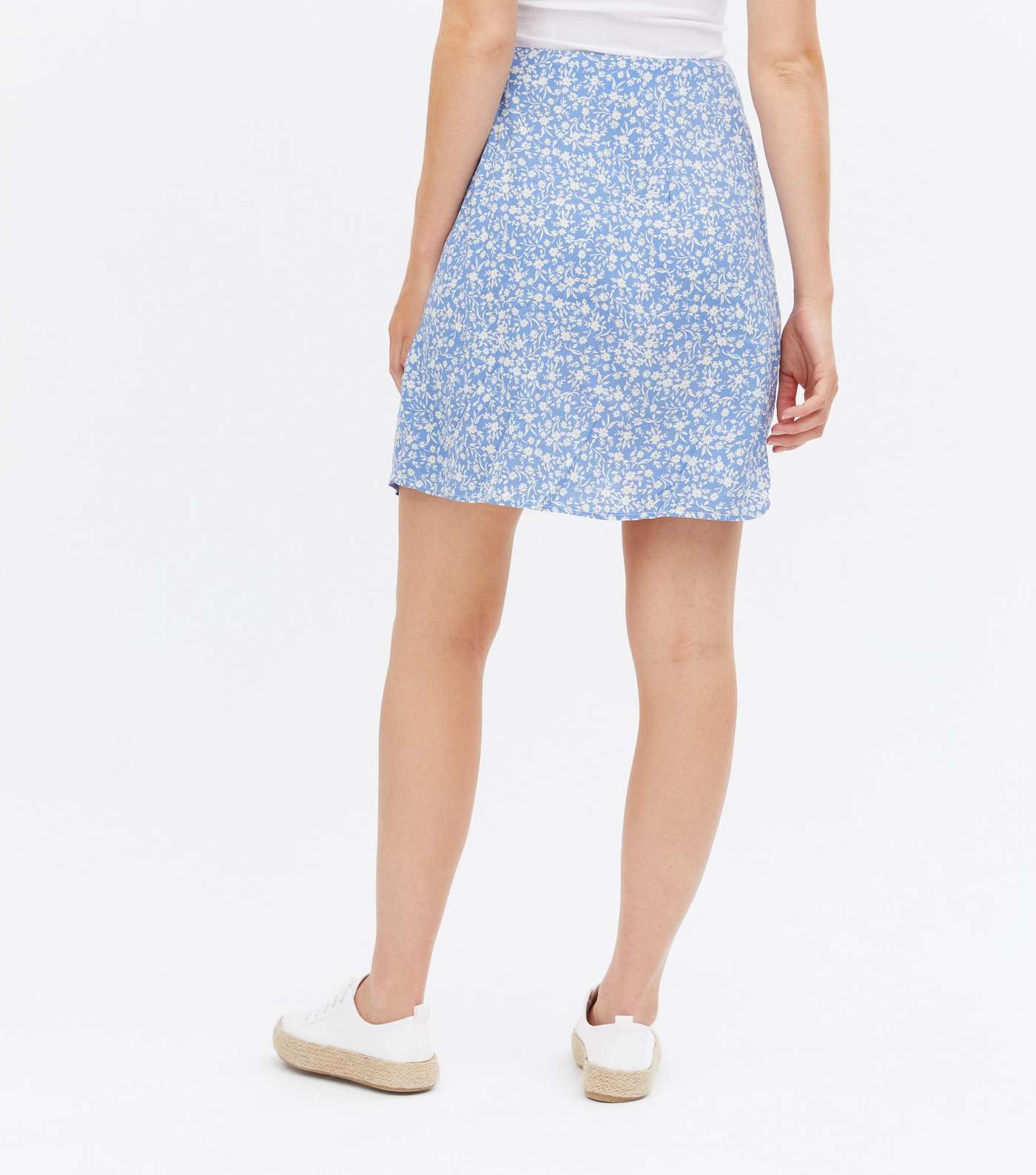Blue Ditsy Floral Mini Wrap Skirt Image 4