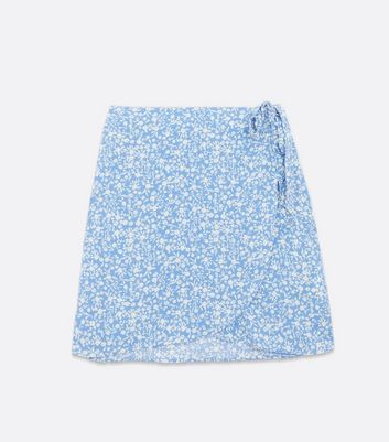 Damen Bekleidung Blue Ditsy Floral Mini Wrap Skirt
