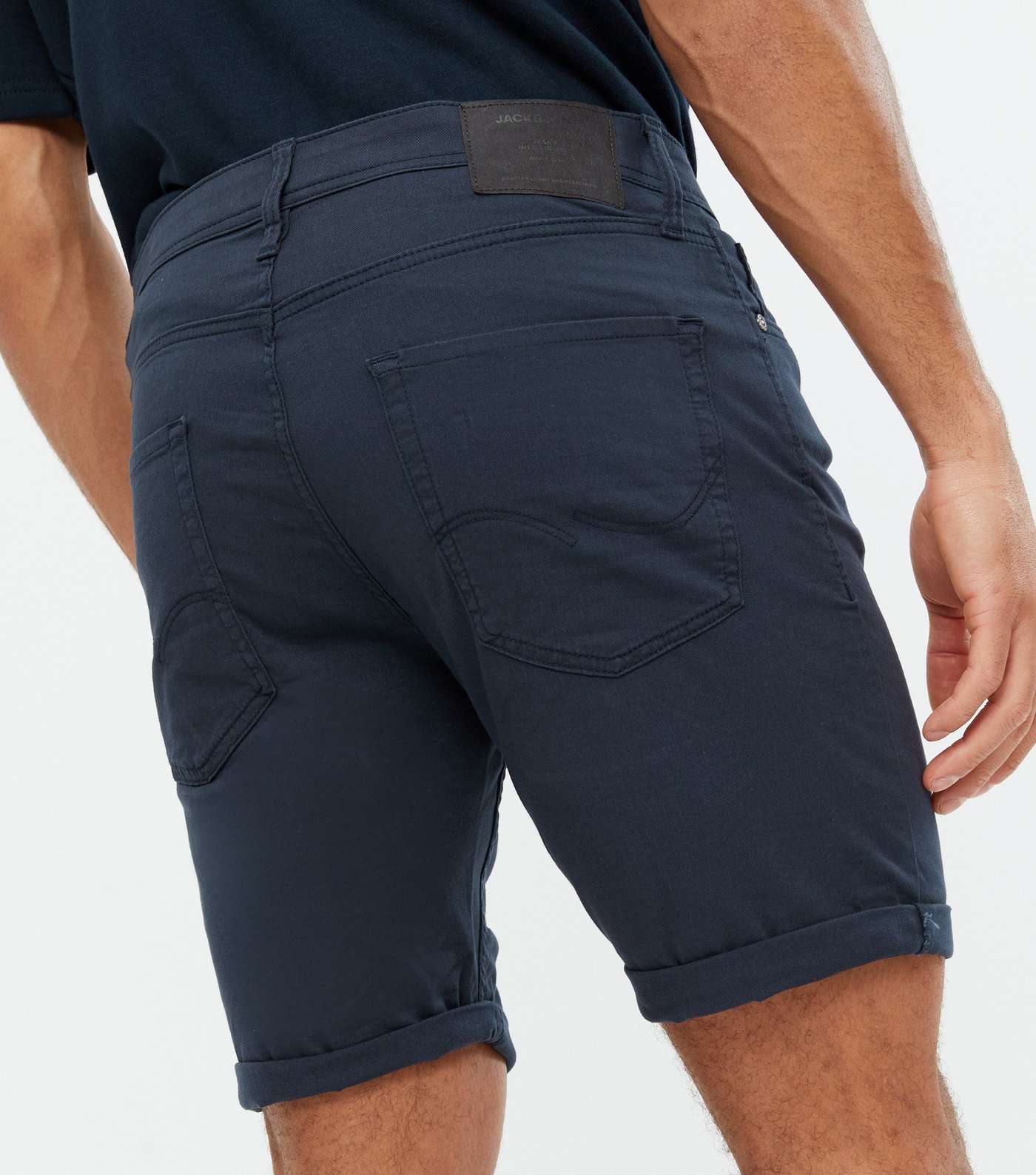 Jack & Jones Navy Denim Slim Fit Shorts Image 3