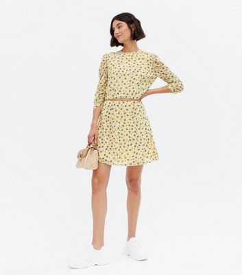 new look yellow floral skirt