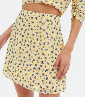 new look yellow floral skirt