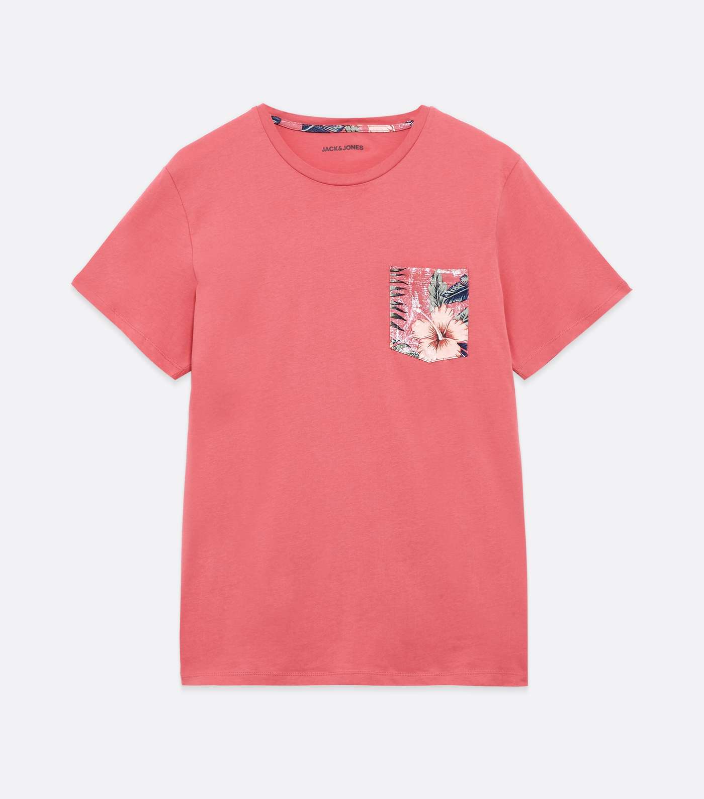 Jack & Jones Pink Leaf Print Pocket T-Shirt Image 5