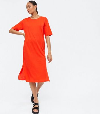 burnt orange t shirt dress