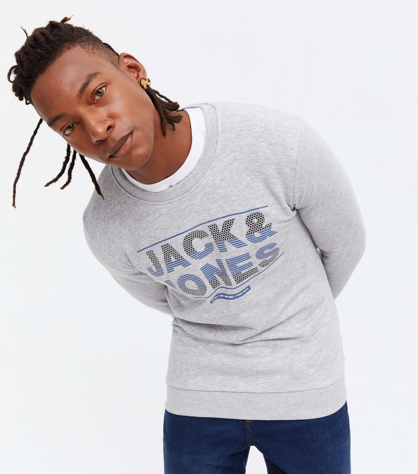 Jack & Jones Pale Grey Logo Crew Sweatshirt