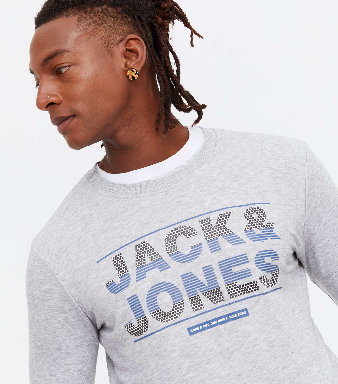 Jack & Jones Pale Grey Logo Crew Sweatshirt Image 3