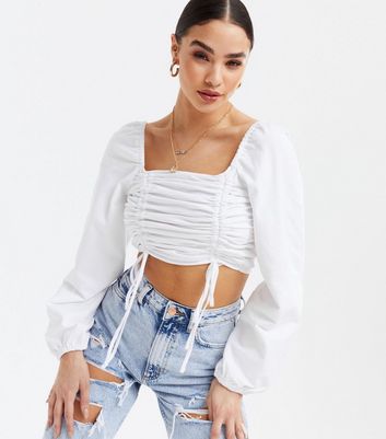 Urban Bliss White Ruched Square Neck 