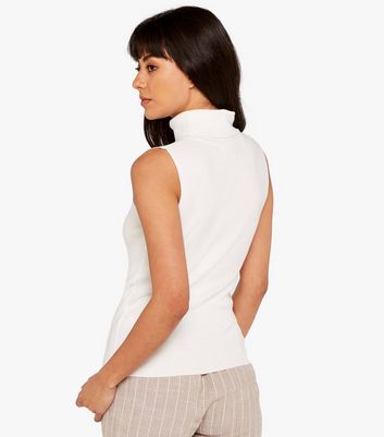 cream sleeveless roll neck