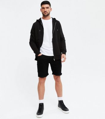 Jones Black Denim Turn Up Hem Shorts 