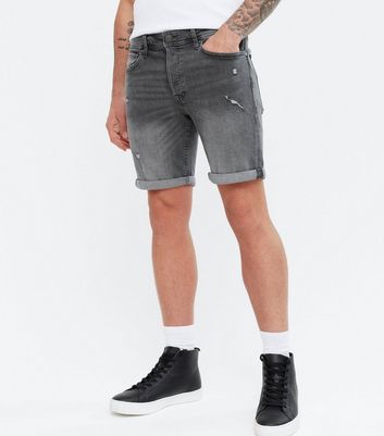 black grey denim shorts